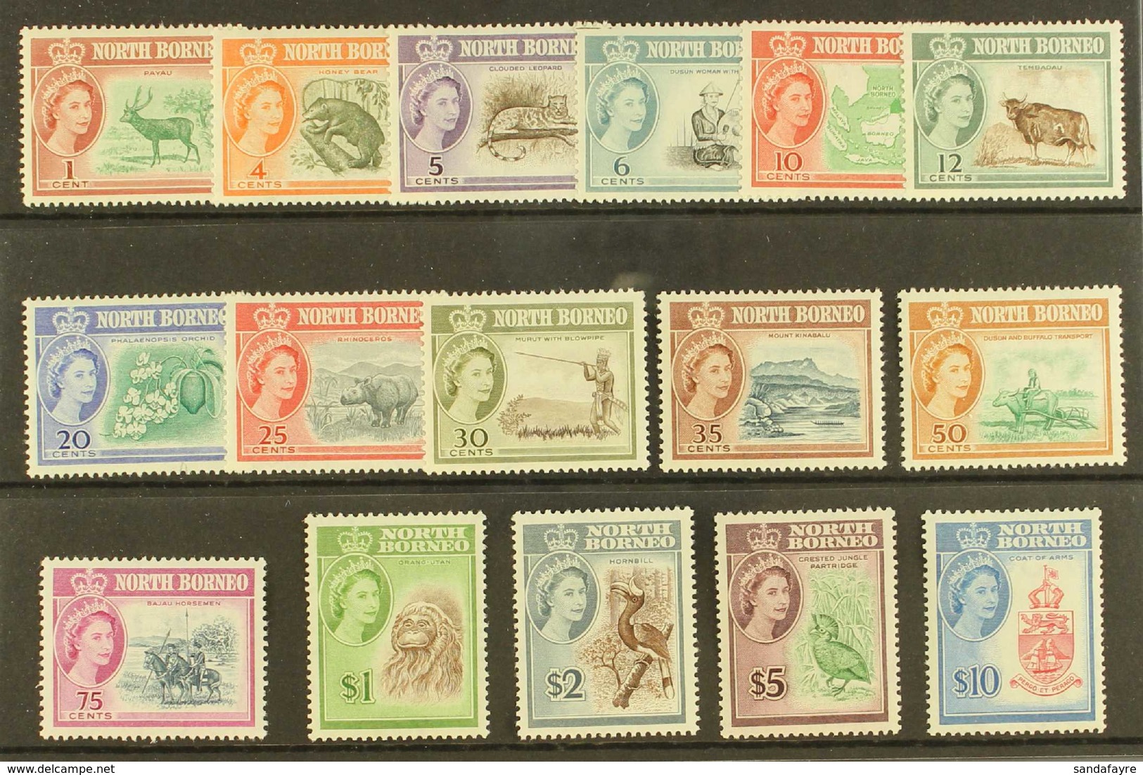 1961 Pictorial Definitive Set, SG 391/406, Fine Mint (16 Stamps) For More Images, Please Visit Http://www.sandafayre.com - North Borneo (...-1963)