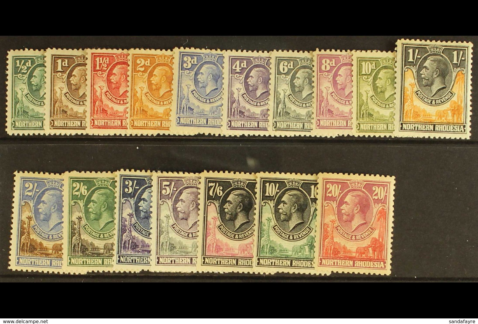 1925-29 Complete Set, SG 1/17, Mint With Toned Gum. (17 Stamps) For More Images, Please Visit Http://www.sandafayre.com/ - Northern Rhodesia (...-1963)