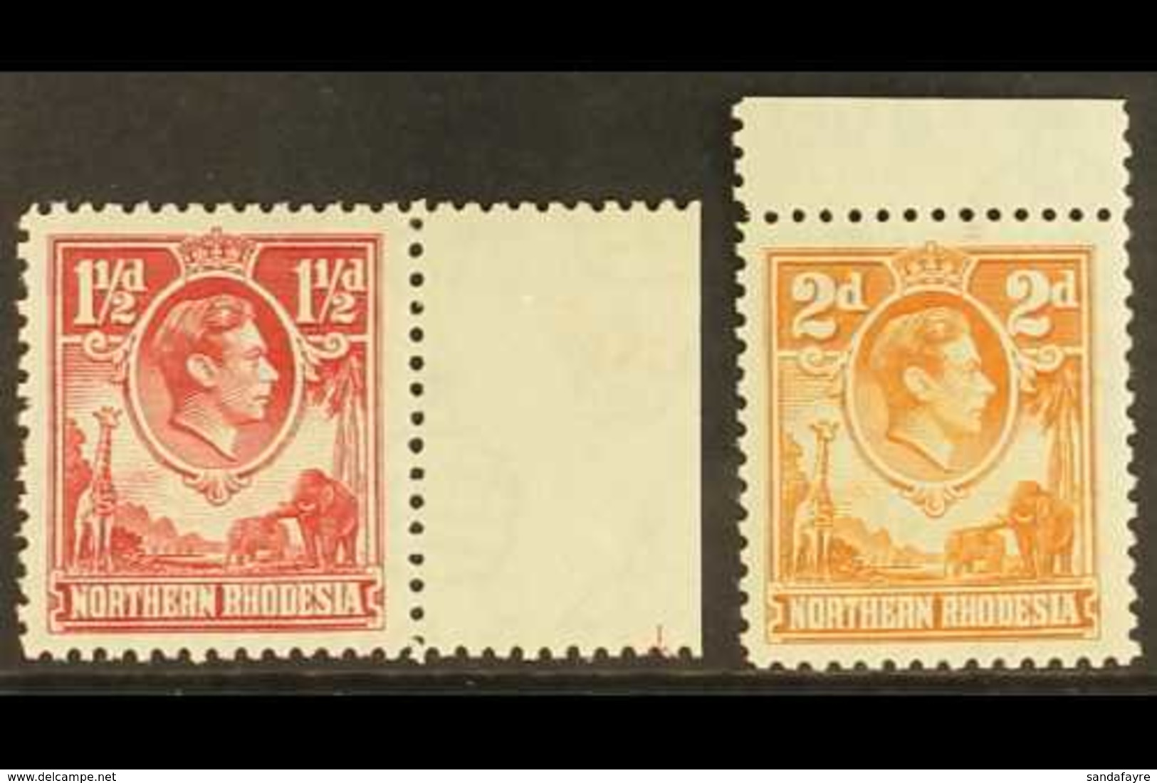 1938 1½d Carmine-red And 2d Yellow-brown, SG 29 & 31, Never Hinged Mint With Sheet margins. (2) For More Images, Please  - Northern Rhodesia (...-1963)