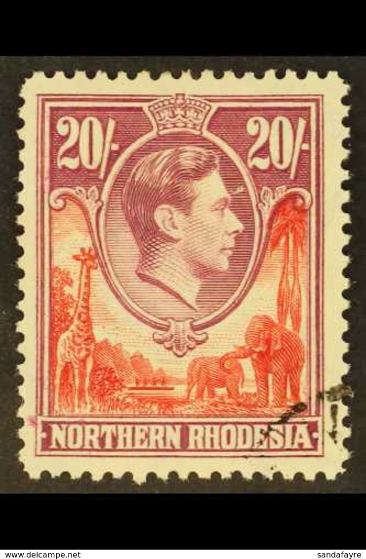 1938-52 20s Carmine-red And Rose-purple, SG 45, Very Fine Used. For More Images, Please Visit Http://www.sandafayre.com/ - Nordrhodesien (...-1963)