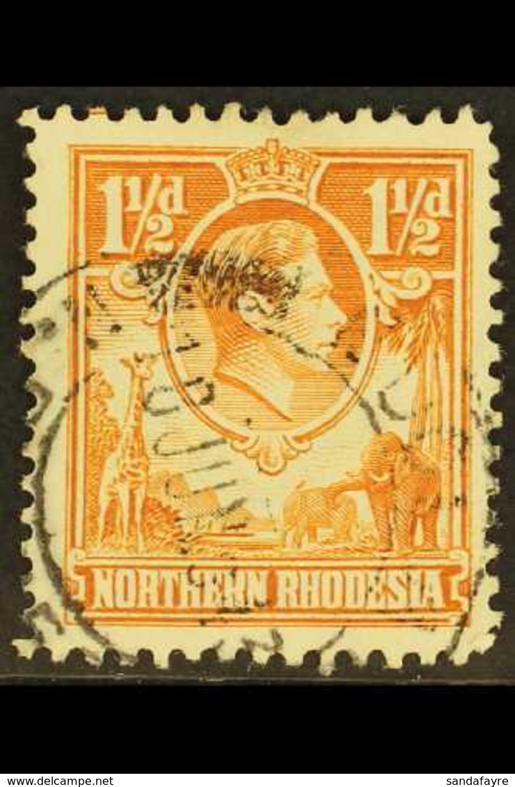 1941 1½d Yellow-brown, TICK BIRD Flaw, SG 30b, Fine Cds Used. For More Images, Please Visit Http://www.sandafayre.com/it - Nordrhodesien (...-1963)