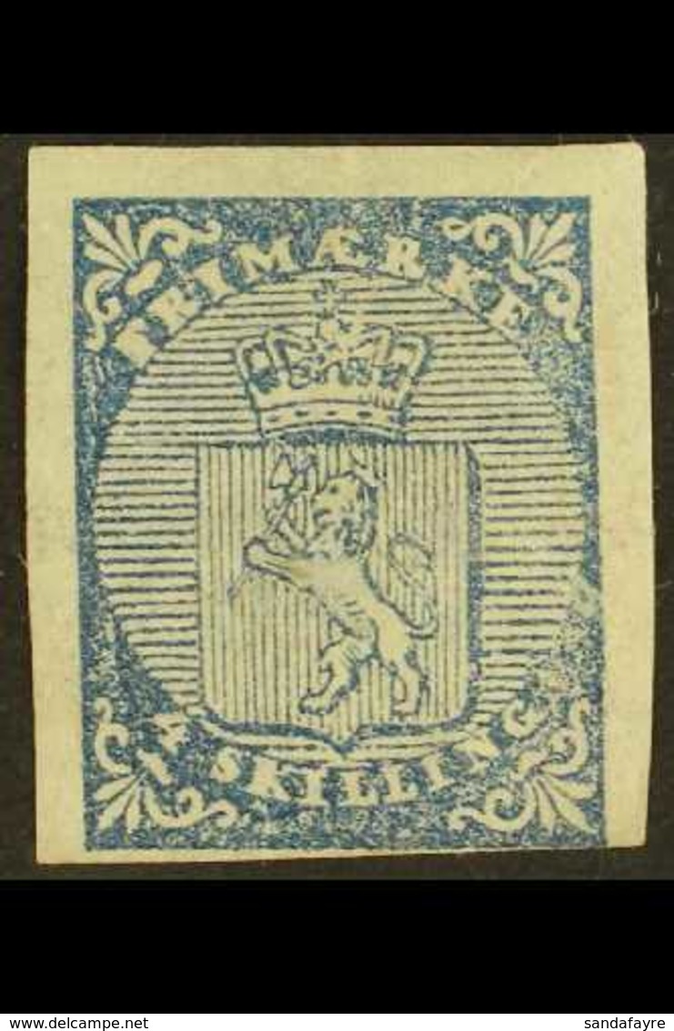 1855 4sk Blue Lion (Facit 1, SG 1, Michel 1), Apparently Mint But Expertly Cleaned And Regummed, 3+ Mostly Large Margins - Sonstige & Ohne Zuordnung