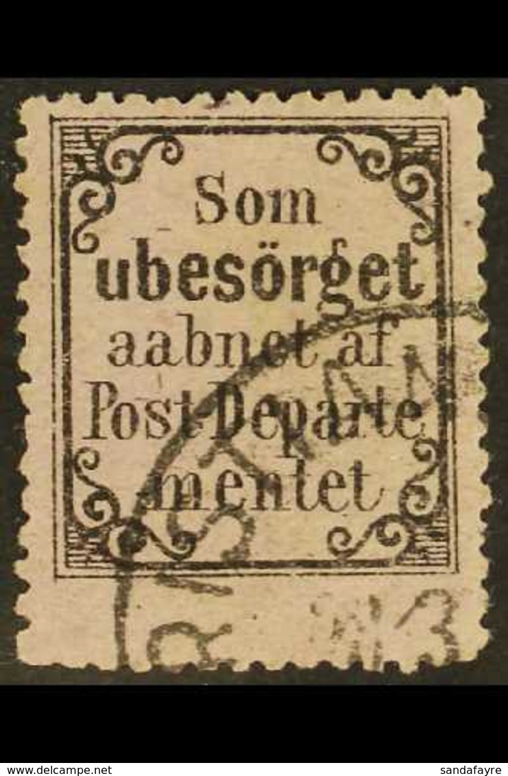 RETURNED LETTER STAMP 1872 'Som Ubesorget' Black On Rose-lilac (Facit RM1a, Michel Ib), Use With Part "Kristiansund" Cds - Other & Unclassified