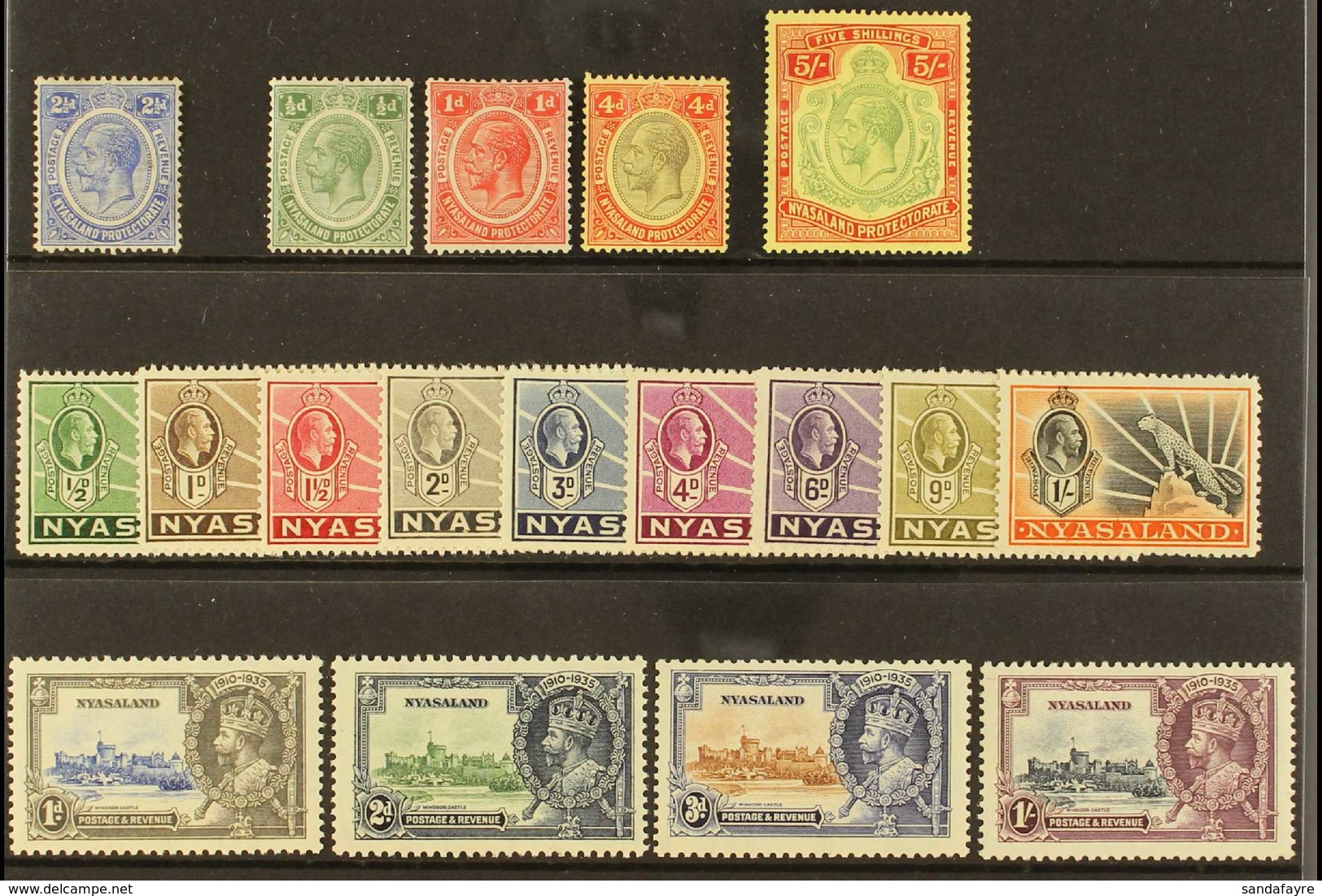 1913-35 KGV MINT SELECTION. An ALL DIFFERENT Mint Selection That Includes 1921-33 Range To 5s, 1934-35 Definitive Set &  - Nyassaland (1907-1953)