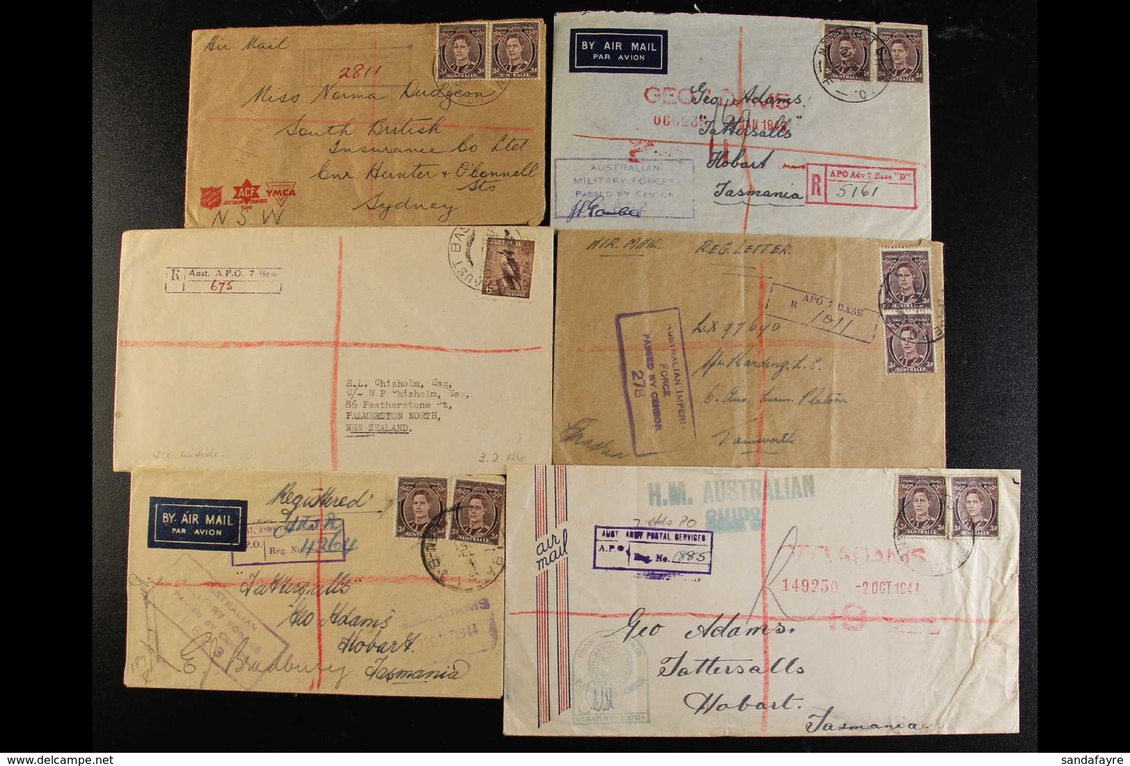 WW2 AUSTRALIAN FORCES - ADVANCE BASE P.O. A Fine Group Of Covers Back To Australia Or One To NZ, Bearing Australian KGVI - Papua New Guinea