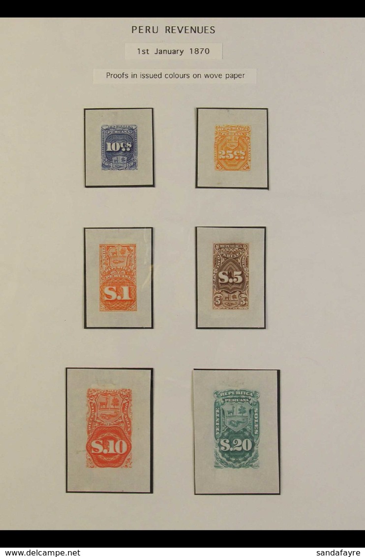 REVENUES 1870 Complete Set Of IMPERF DIE PROOFS Printed In The Issued Colours On Thin Ungummed Paper, Comprising 10c Blu - Perù