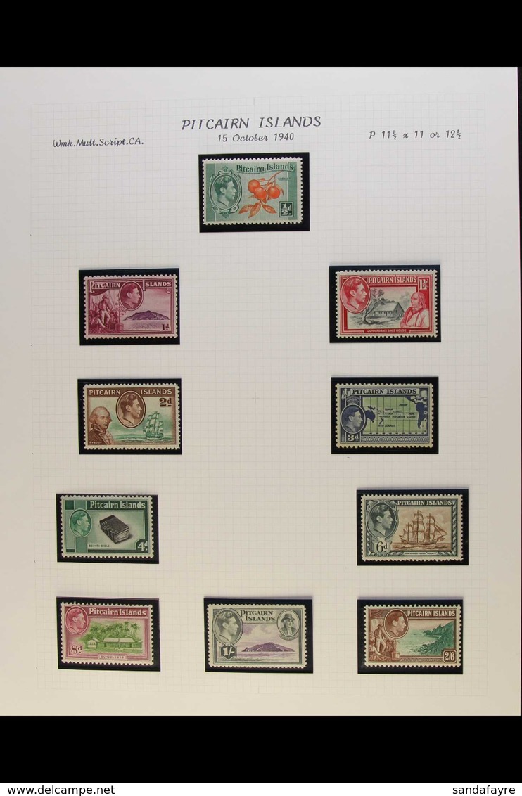 1940-9 KGVI FINE MINT COLLECTION Complete For Basic Issues, SG 1/16, Fine Mint, 1948 RSW Set Never Hinged Mint (18 Stamp - Pitcairn