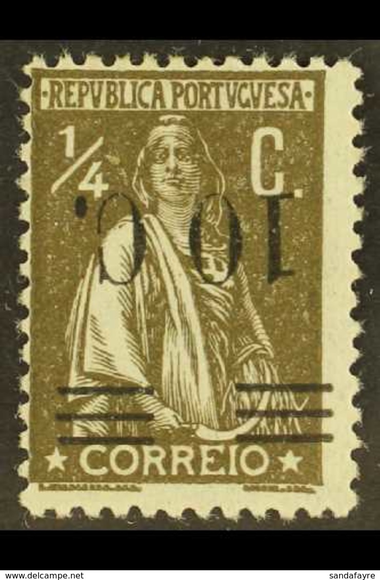1928-9 10c On ¼c Olive-brown, INVERTED SURCHARGE, As SG 744, Listed Under Afinsa 453, Very Fine Mint. For More Images, P - Altri & Non Classificati