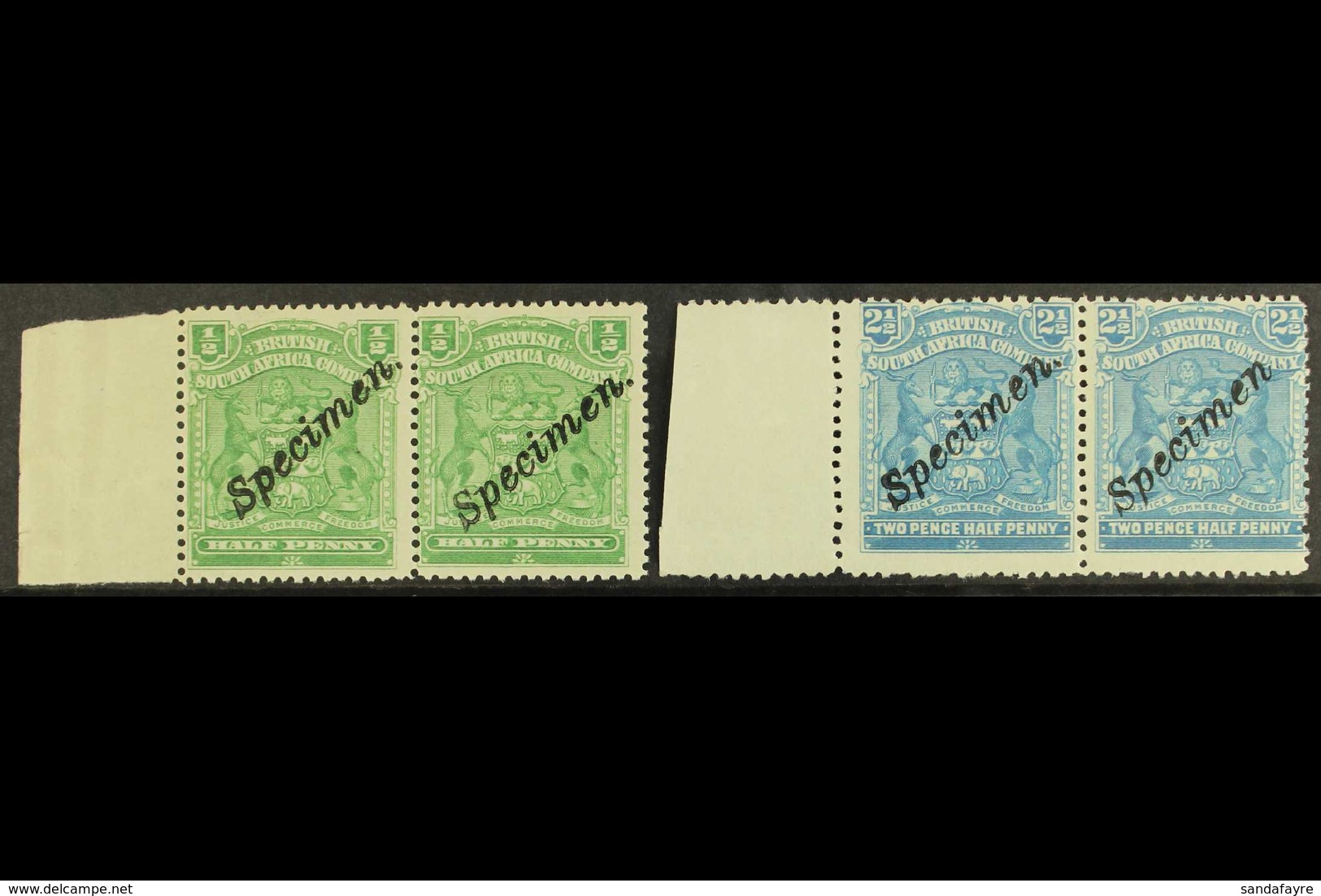 1898 Arms ½d And 2½d SG 75 & 80, Each In A Never Hinged Mint Horizontal Pair, Overprinted "Specimen". (4 Stamps) For Mor - Sonstige & Ohne Zuordnung