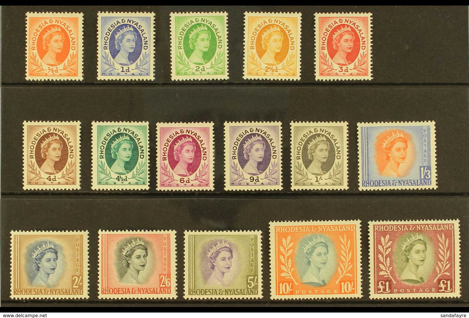 1954-56 Complete Definitive Set, SG 1/15, Never Hinged Mint (16 Stamps) For More Images, Please Visit Http://www.sandafa - Rhodesia & Nyasaland (1954-1963)