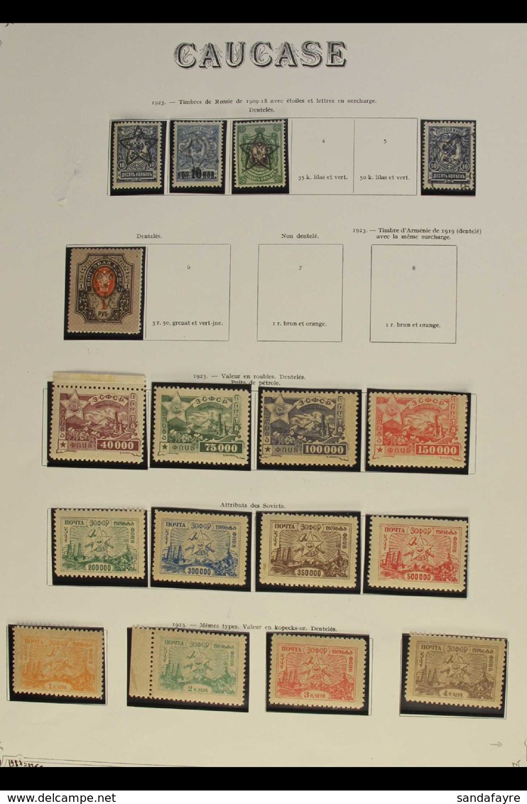 TRANSCAUCASIAN FEDERATION 1923 COLLECTION Of Very Fine Mint & Used Stamps On 3 Large Old Album Pages Begins With Some 's - Autres & Non Classés