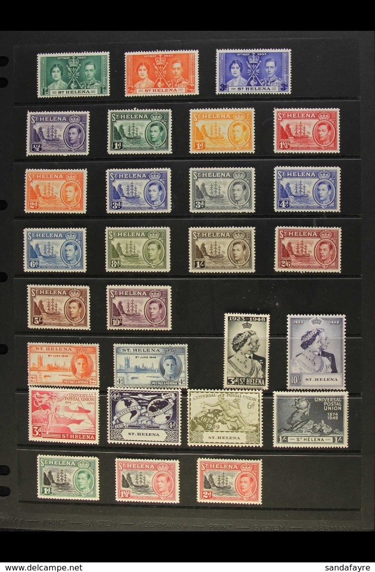 1937-1952 KGVI PERIOD COMPLETE VERY FINE MINT A Delightful Complete Basic Run, SG 128 Through To SG 151. Fresh And Attra - Saint Helena Island