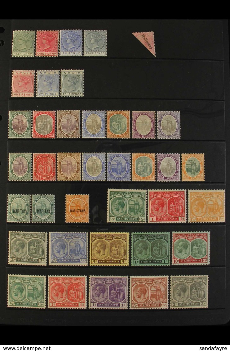 1882-1952 MINT COLLECTION On Stock Pages, ALL DIFFERENT, Includes St Christopher 1885 ½d On Half Of 1d, Nevis 1882-90 1d - St.Kitts-et-Nevis ( 1983-...)