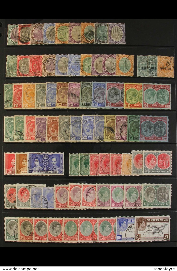 1903-51 ATTRACTIVE USED COLLECTION Incl. 1903 Set To 2s.6d, 1905-18 Most To 1s, 1920-22 Set To 10s, 1921-29 Values To 2s - St.Kitts Und Nevis ( 1983-...)