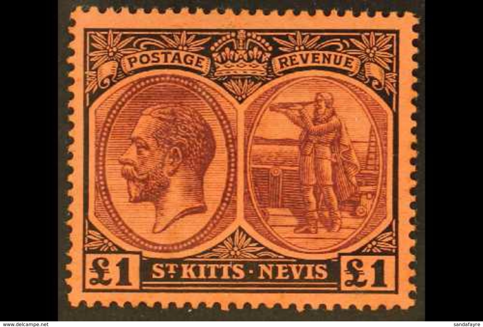 1920-22 £1 Purple & Black/red, SG 36, Very Fine Mint For More Images, Please Visit Http://www.sandafayre.com/itemdetails - St.Kitts And Nevis ( 1983-...)