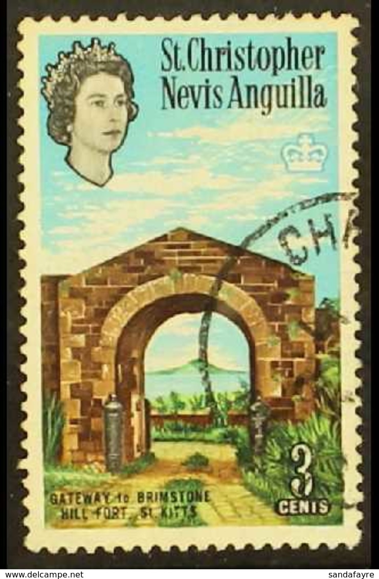 1963 3c Multicolored, Gateway, Variety "wmk Inverted", SG 132w, Very Fine Used. RPS Cert. For More Images, Please Visit  - St.Kitts Und Nevis ( 1983-...)