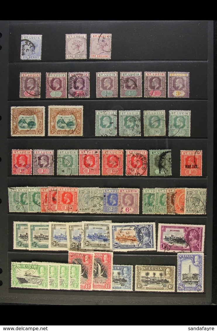 1883-1952 USED ACCUMULATION Includes QV "Tablet" Types To 1s, KEVII To 1s, KGV Defins To 6d, Jubilee Set, Pictorials To  - St.Lucia (...-1978)