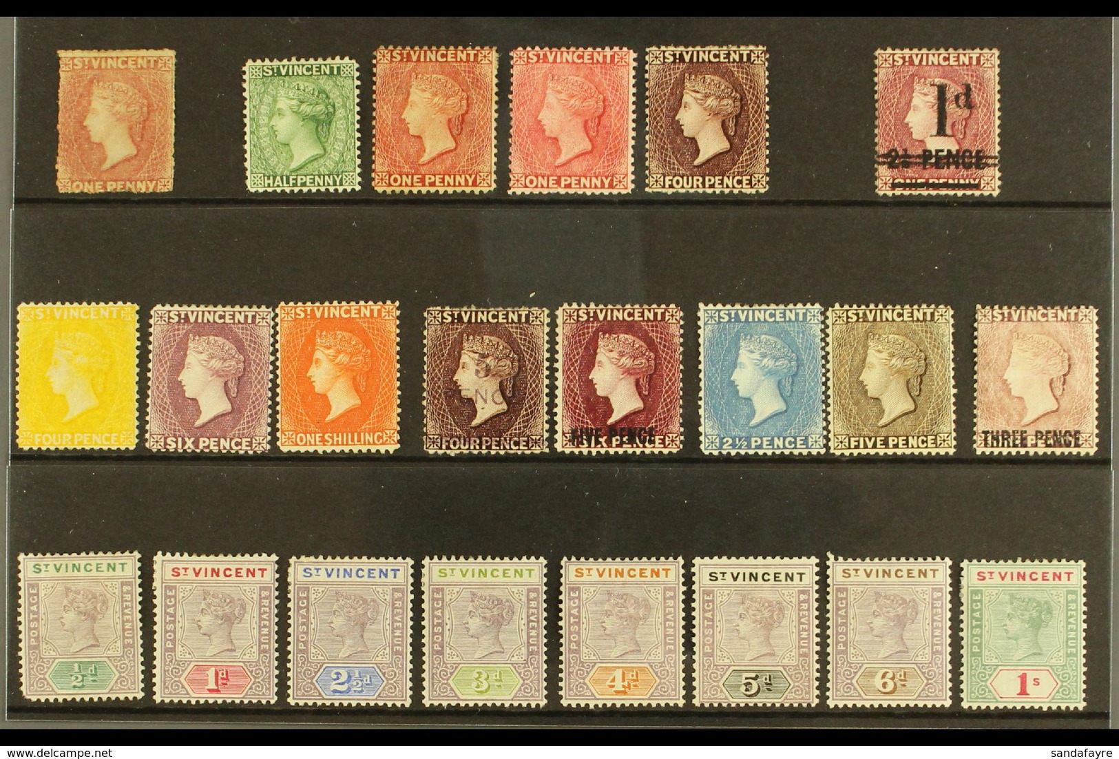 1861-99 MINT ASSORTMENT, CAT £330+ Includes The 1861 1d, 1885-93 ½d, 1d Shades & 4d, 1885 1d Surcharge (SG 46), 1890-93  - St.Vincent (...-1979)