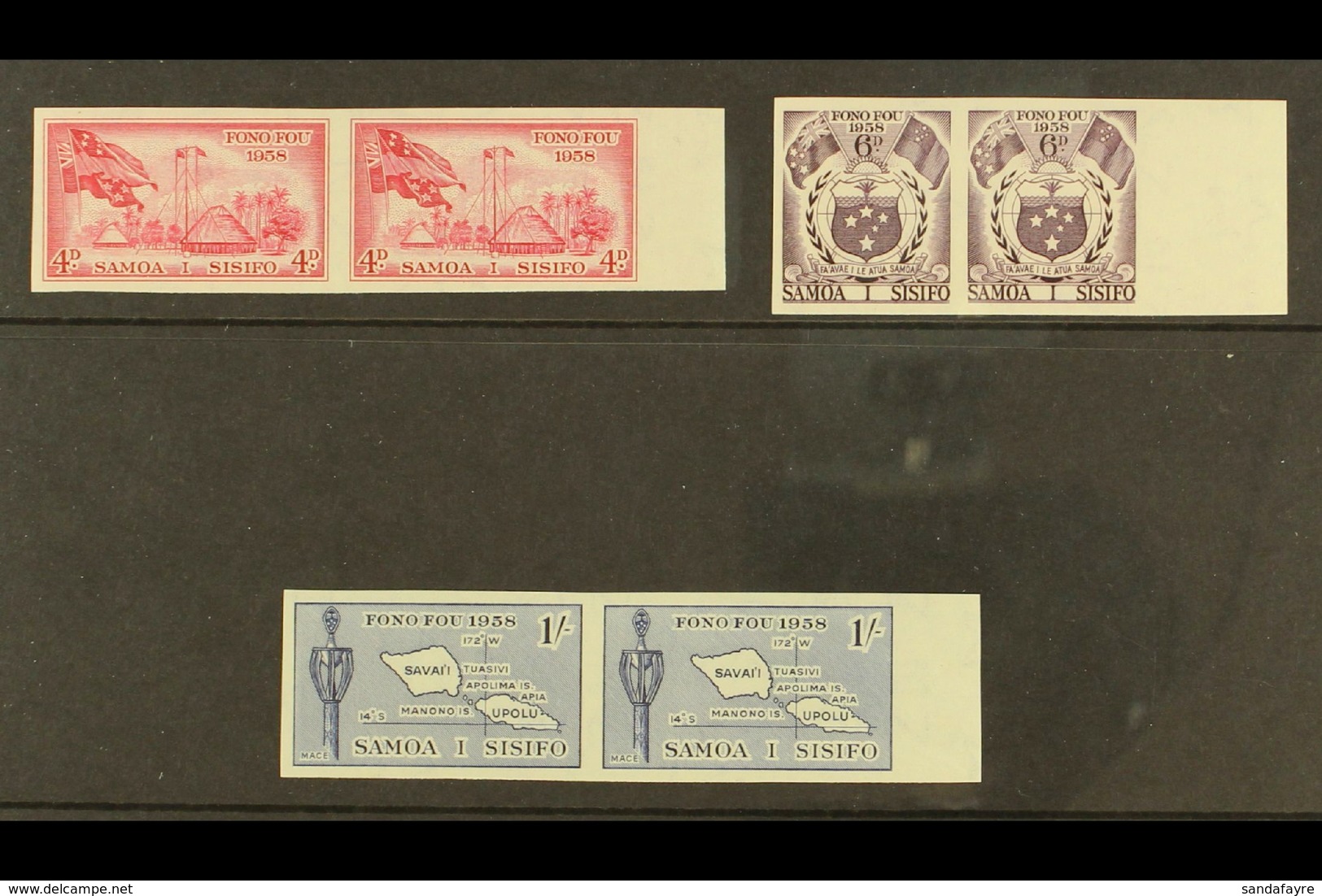 1958 Inauguration Of Samoan Parliament Set, SG 236/38, In IMPERF PAIRS, Very Fine Never Hinged Mint. (3 Pairs) For More  - Samoa