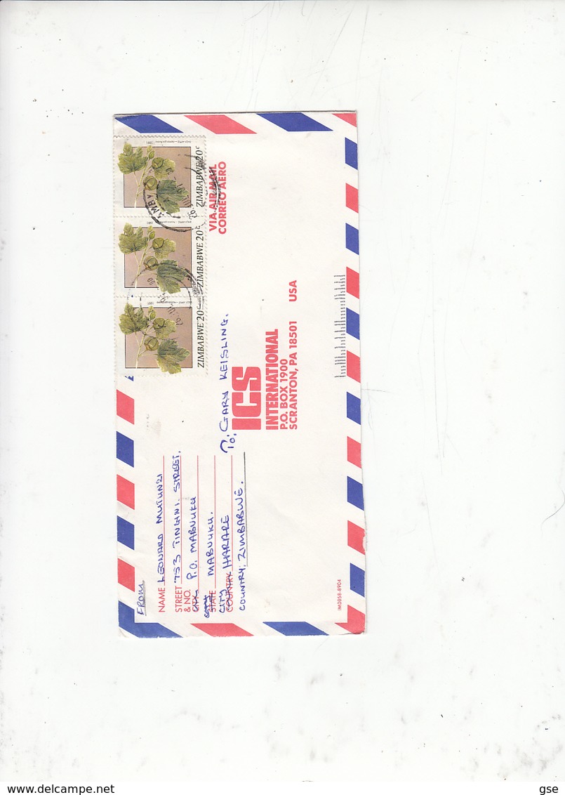 ZIMBABWE  1991 Lettera  Per USA - Flora - Piante - Zimbabwe (1980-...)