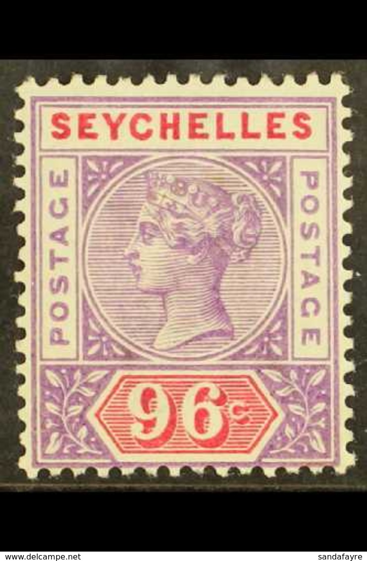 1890-92 96c Mauve & Carmine, SG 8, Very Fine Mint For More Images, Please Visit Http://www.sandafayre.com/itemdetails.as - Seychellen (...-1976)