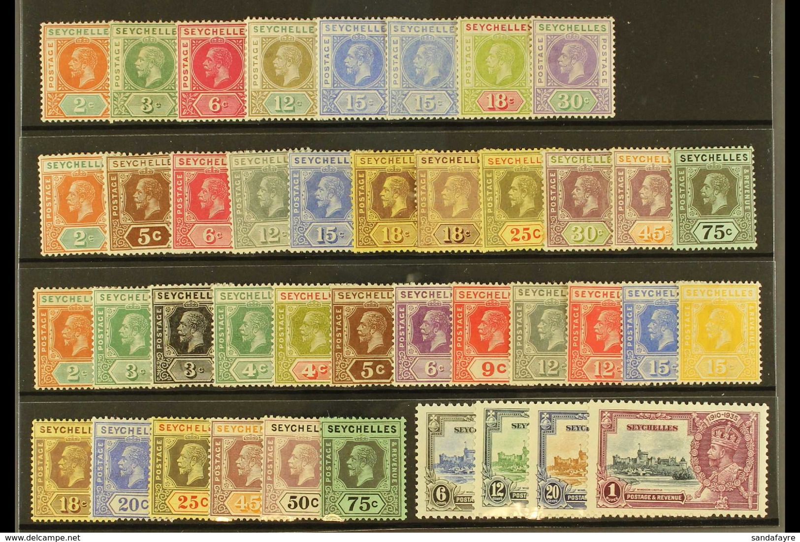 1912-36 ALL DIFFERENT MINT COLLECTION Presented On A Stock Card & Includes 1912-16 Range To 30c, 1917-22 MCA Wmk Range T - Seychellen (...-1976)