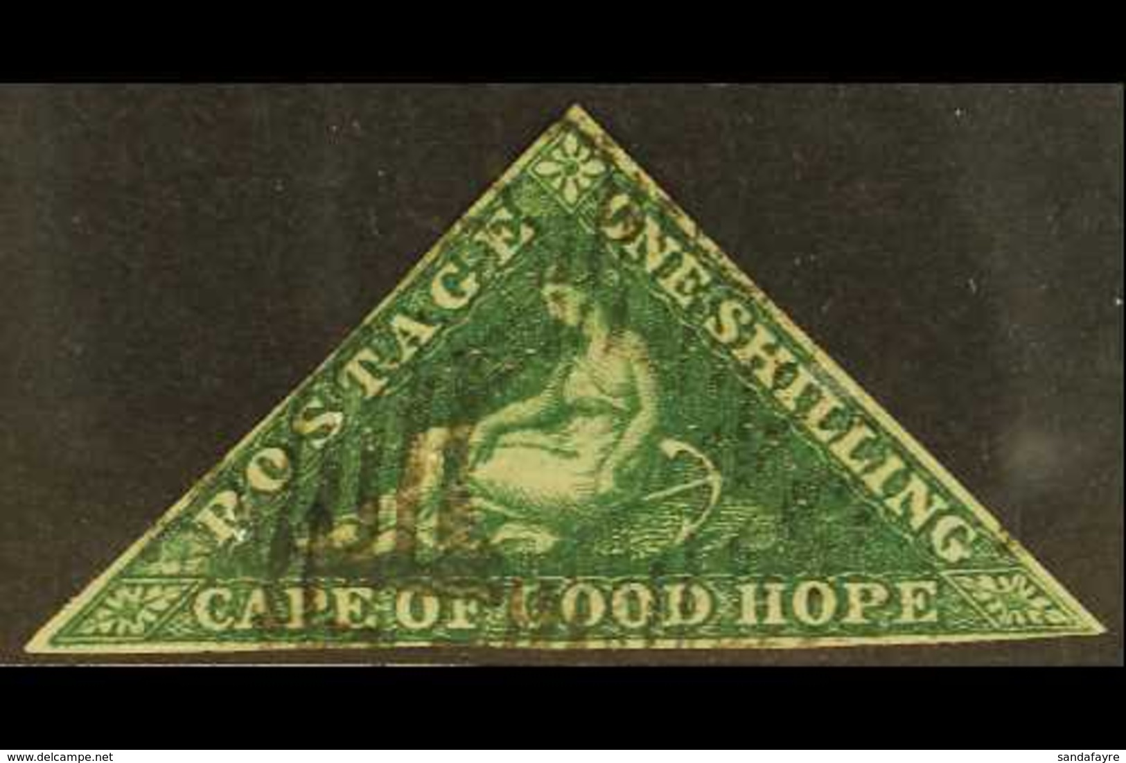 CAPE OF GOOD HOPE 1859 1s Deep Dark Green Triangular, SG 8b, Clear To Good Margins All Round, Neat Triangular Cancel. Fo - Unclassified