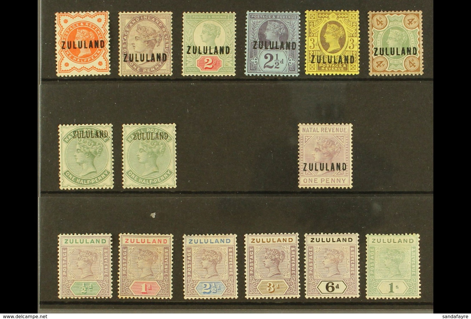 ZULULAND 1888-1894 MINT SELECTION On A Stock Card, All Different, Comprising 1888-93 Opts Set To 4d, Plus Both ½d Dull G - Unclassified