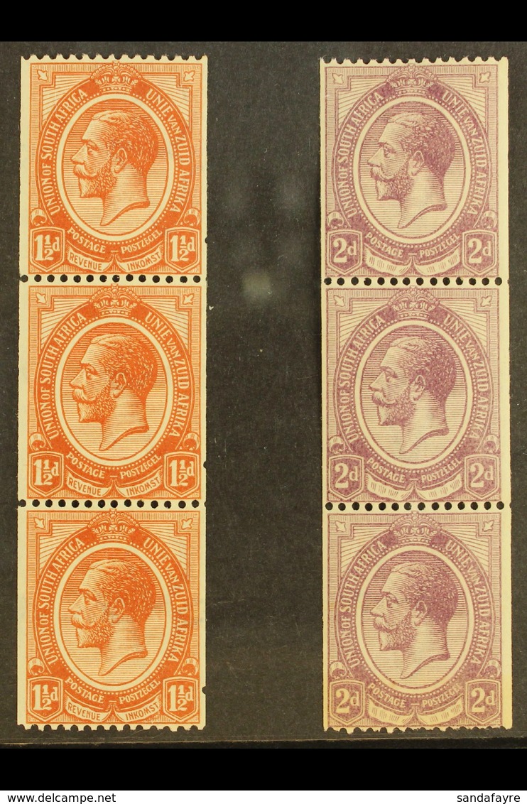 1913-24 KGV 1½d And 2d Perf 14ximperf Coil Stamps (SG 20/21) In Never Hinged Mint Vertical Strips Of Three. (2 Strips =  - Ohne Zuordnung