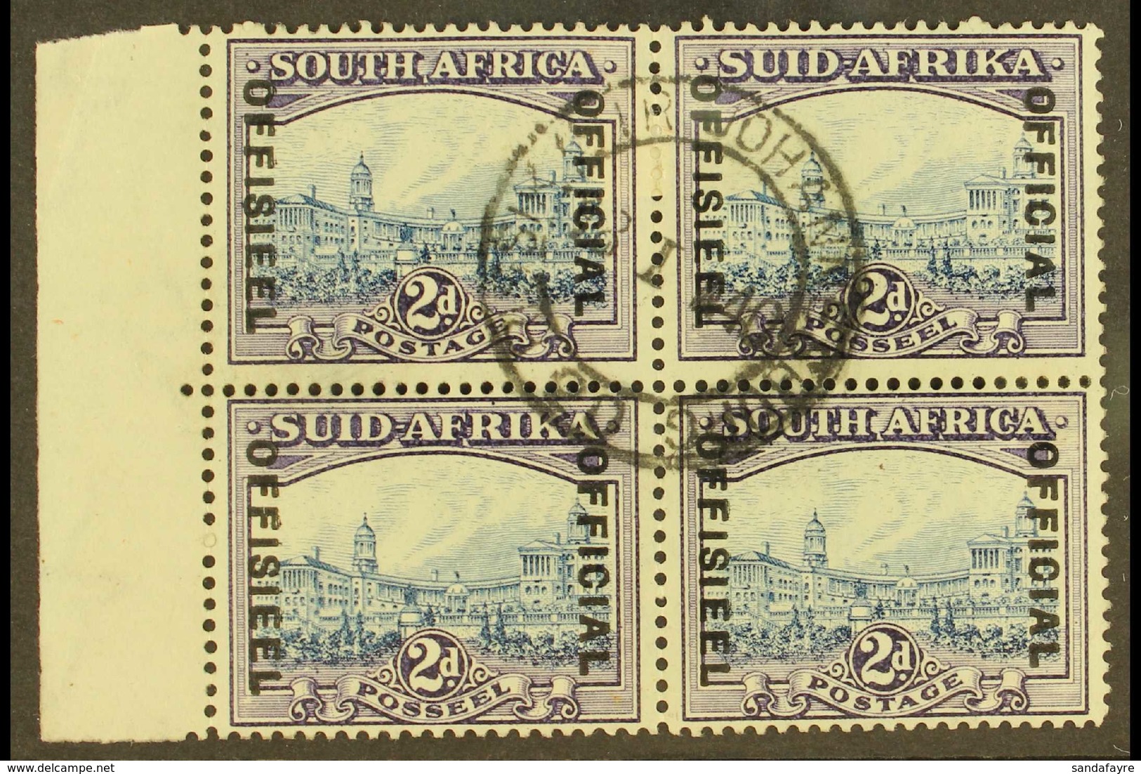 OFFICIALS 1935-49 2d Blue & Violet, SG O23, Very Fine Used, Left Marginal Block Of 4 With Clearly Dated 1940 C.d.s. Post - Unclassified