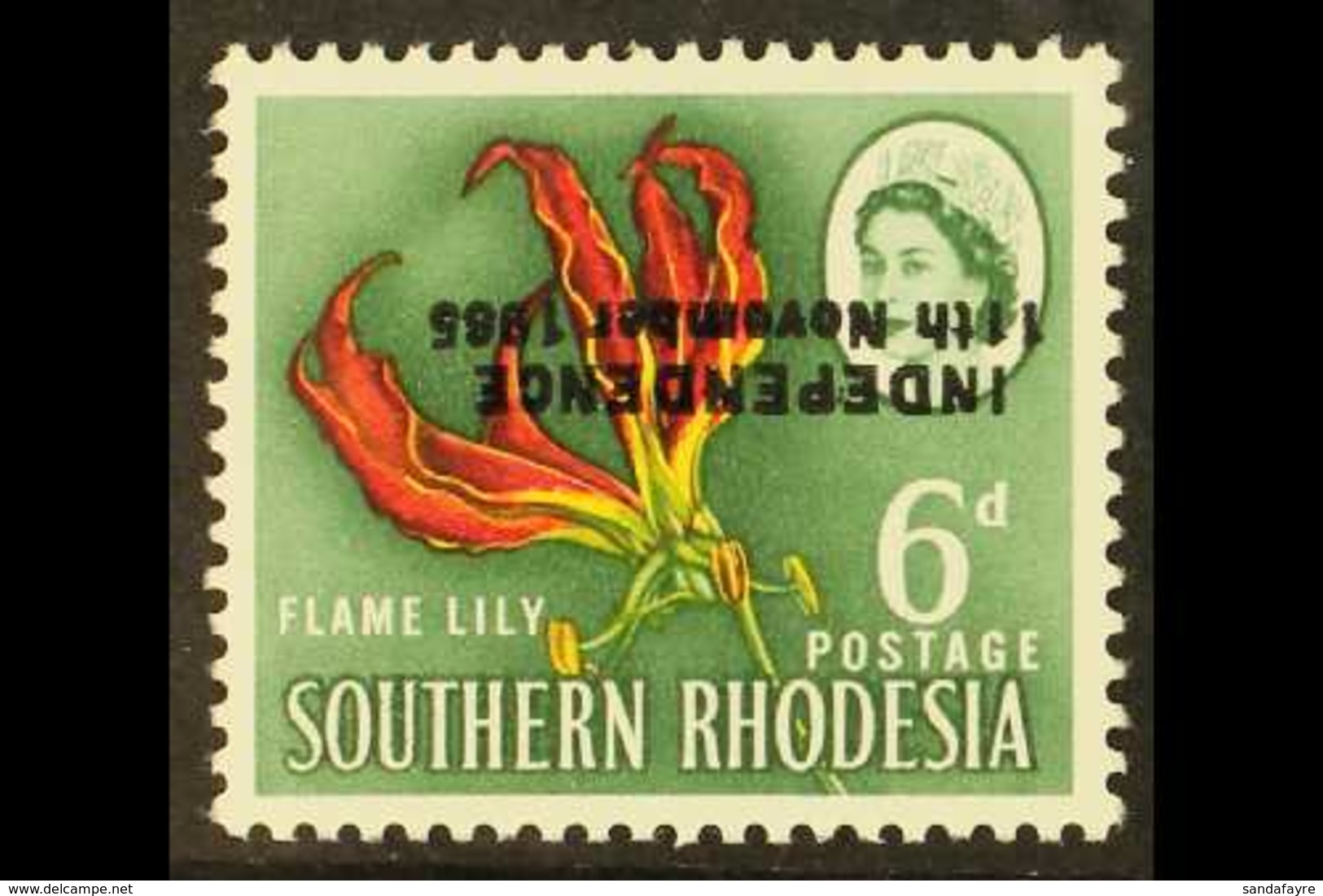 1966 6d Independence Overprint INVERTED - BINDA FORGERY, SG 364, Never Hinged Mint. For More Images, Please Visit Http:/ - Southern Rhodesia (...-1964)