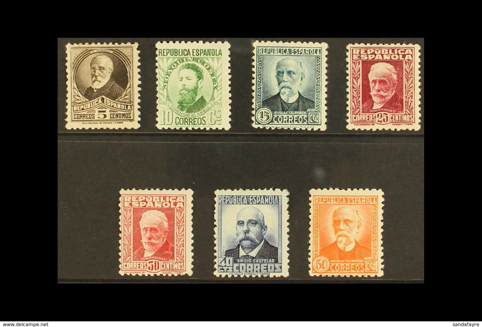 1931-32 Portraits With Control Figures On Back Complete Set (Michel 618/25 I A, SG 731A/37A, Edifil 655/61), Fine Mint,  - Altri & Non Classificati