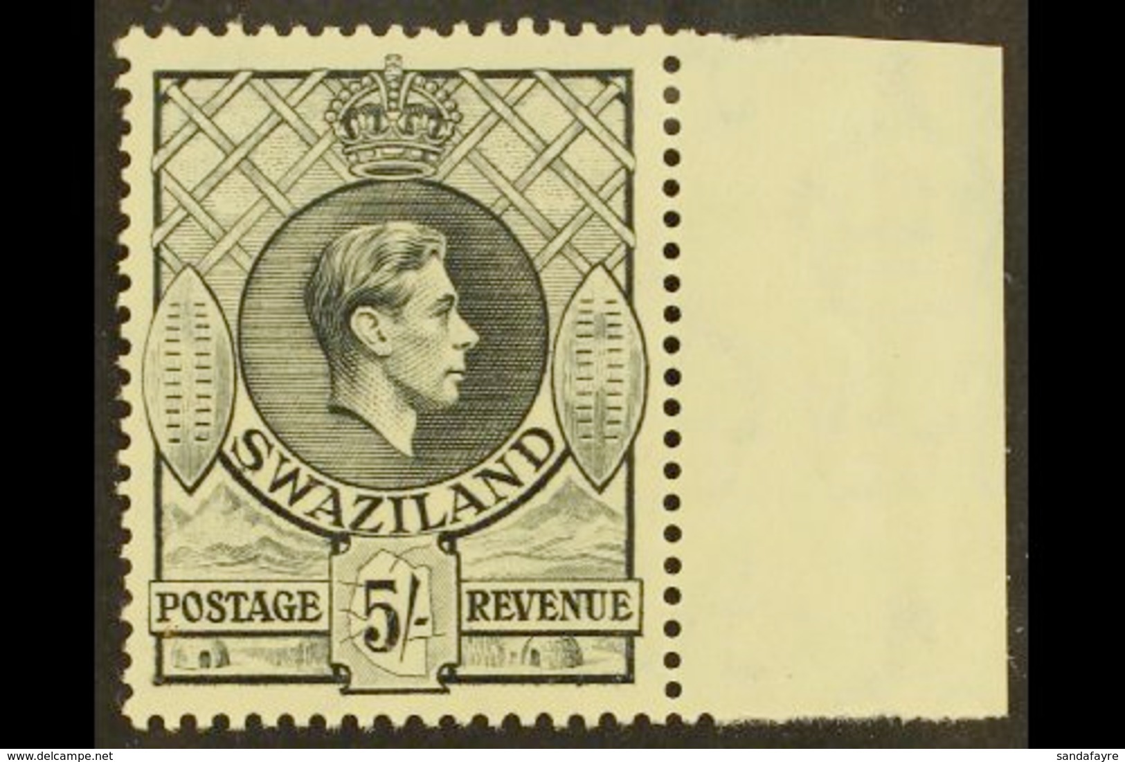 1938-54 5s Grey-black, P.13½x14, CW22b (as SG 37b), Never Hinged Mint. For More Images, Please Visit Http://www.sandafay - Swaziland (...-1967)