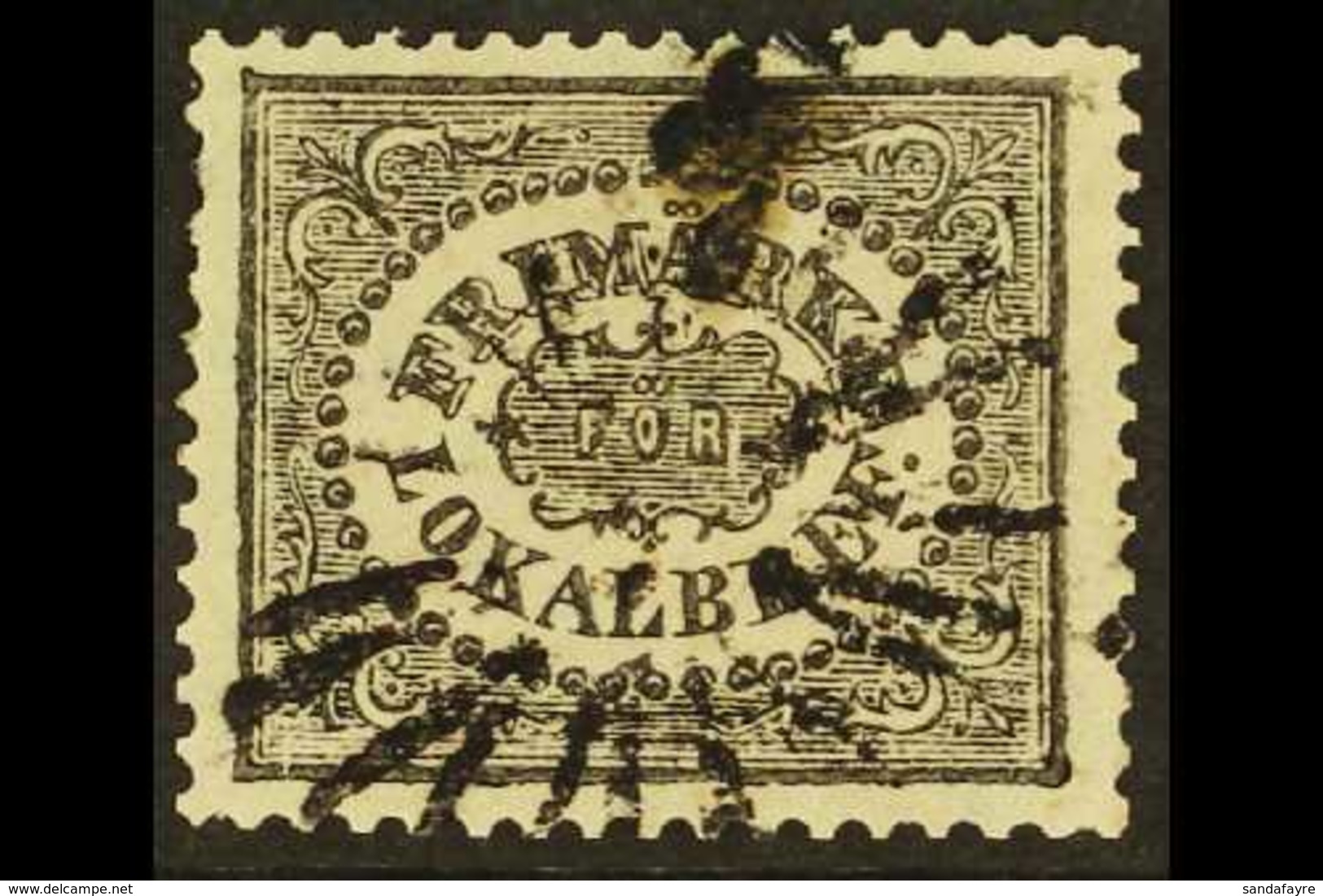 1856-58 LOCAL ISSUE FOR STOCKHOLM (3o) Black (Facit 6a3, SG L6, Michel 6), Used, Small Stain At Top, Cat £375. For More  - Autres & Non Classés