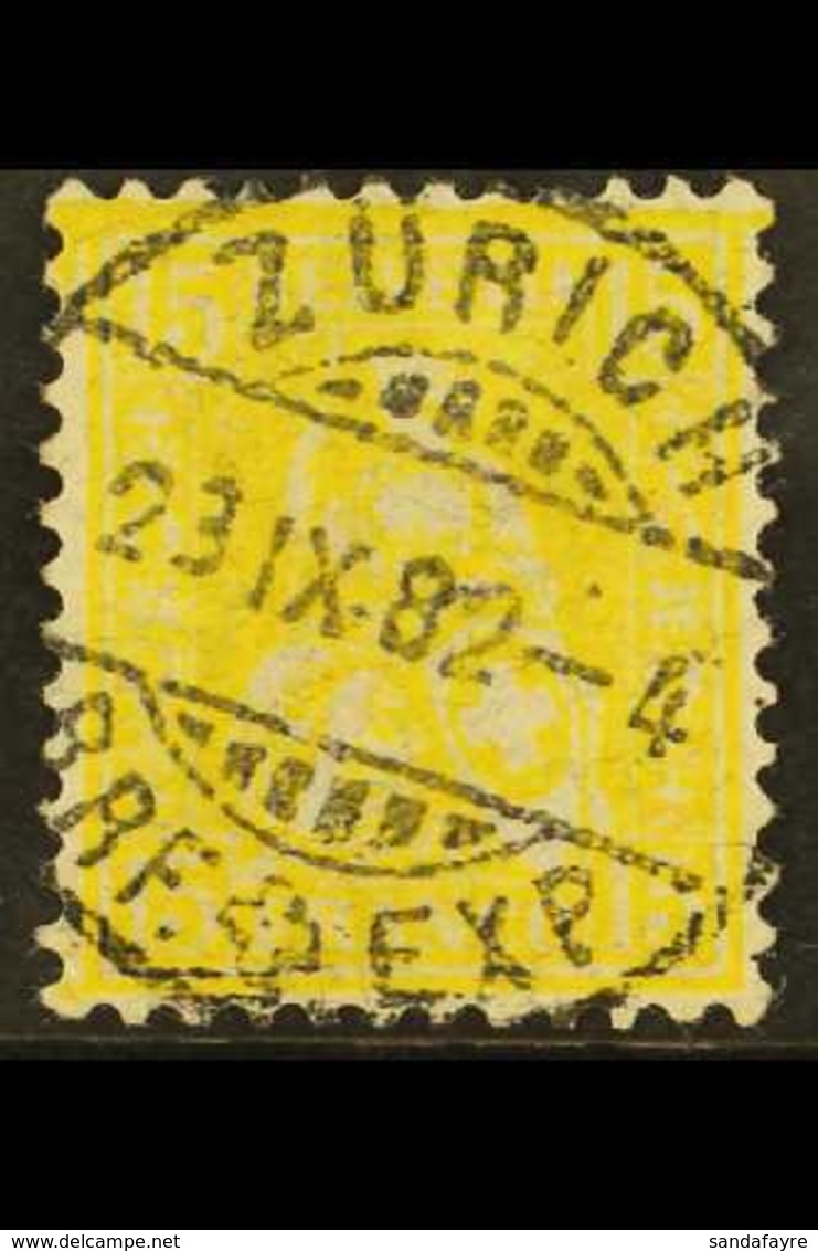 1881 15c Lemon-yellow Sitting Helvetia Granite Paper (Michel 39, SG 108), Fine Used With Superb Fully Dated "Zurich" Cds - Other & Unclassified