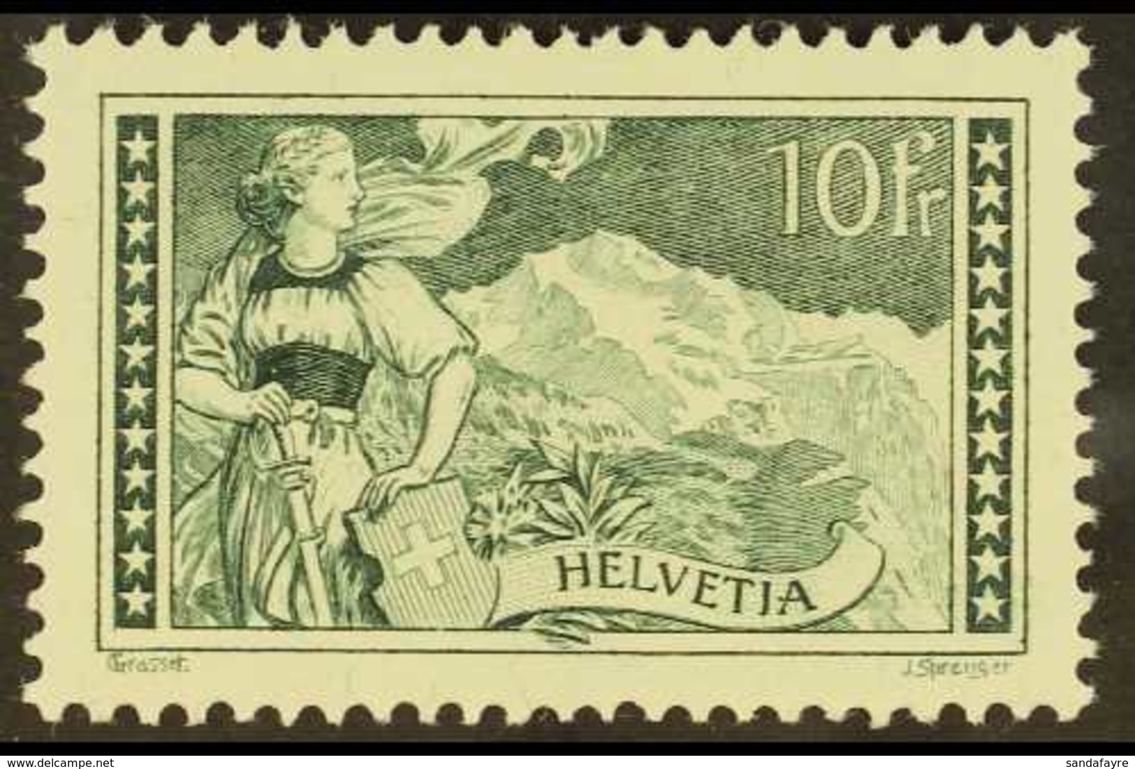 1928-31  10f Deep Grey-green Landscape, Michel 228, SG 337, Very Fine Mint, Fresh. For More Images, Please Visit Http:// - Other & Unclassified