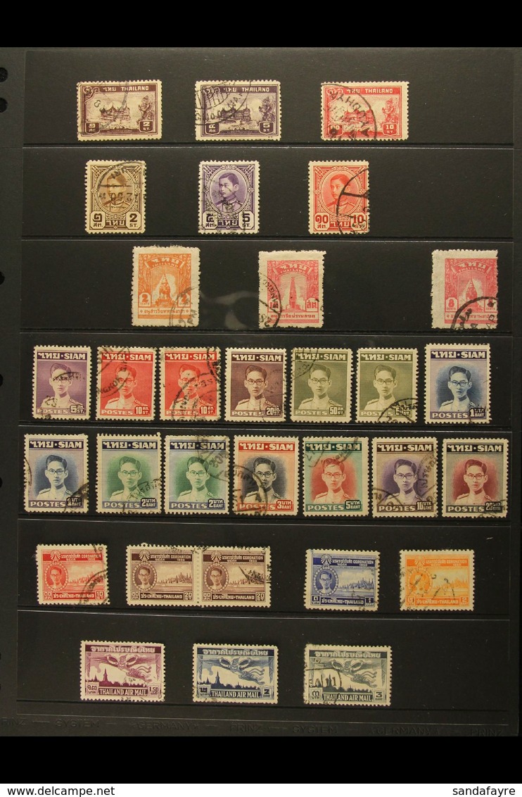 1887-1968 USED COLLECTION Presented On Stock Pages. Includes A Small 19th Century Range To 24c, 1909 Opt'd Range To 14s  - Thailand