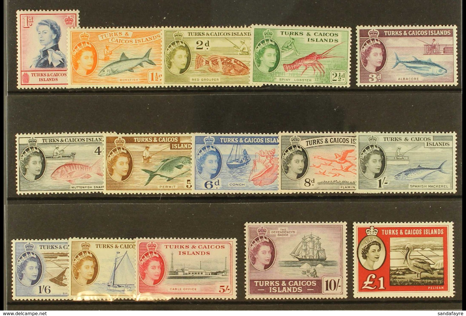 1957 Pictorial Definitive Set Complete, SG 237/50 & SG 253, Never Hinged Mint (16 Stamps) For More Images, Please Visit  - Turks And Caicos