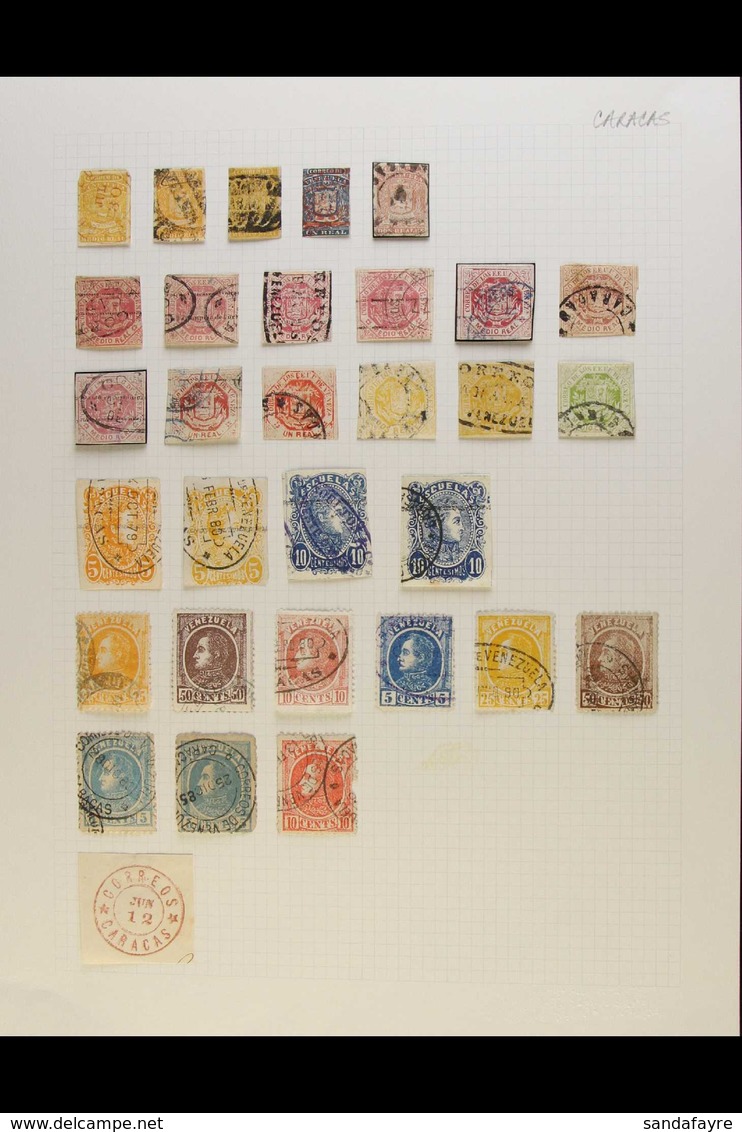 1859-93 CARACAS POSTMARKS COLLECTION An Attractive Selection Of 19th Century Issues Bearing Caracas Cancels Presented On - Venezuela