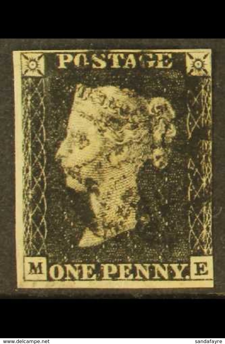 1840 1d Black Plate 4, "ME", Three Margins, Black MX. For More Images, Please Visit Http://www.sandafayre.com/itemdetail - Non Classificati