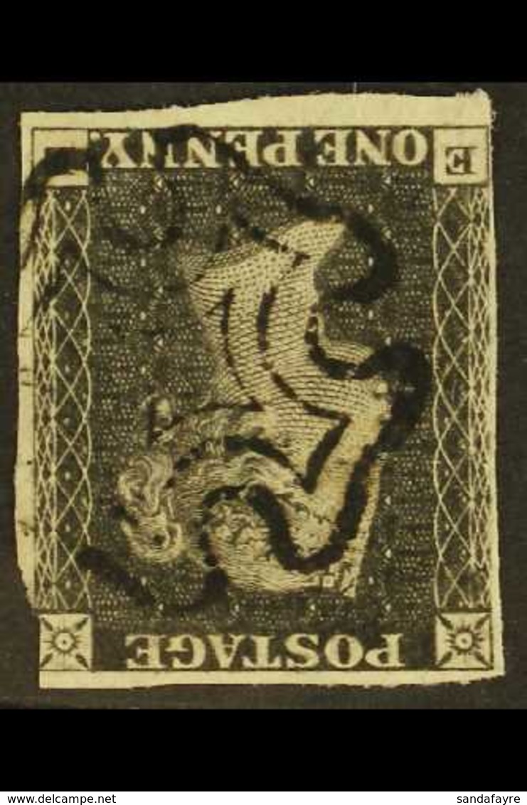 1840 1d Black Inverted Watermark, SG 2Wi, Check Letters "E-E" Plate 3 With Black Maltese Cross Cancellation, 2 Clear Mar - Unclassified