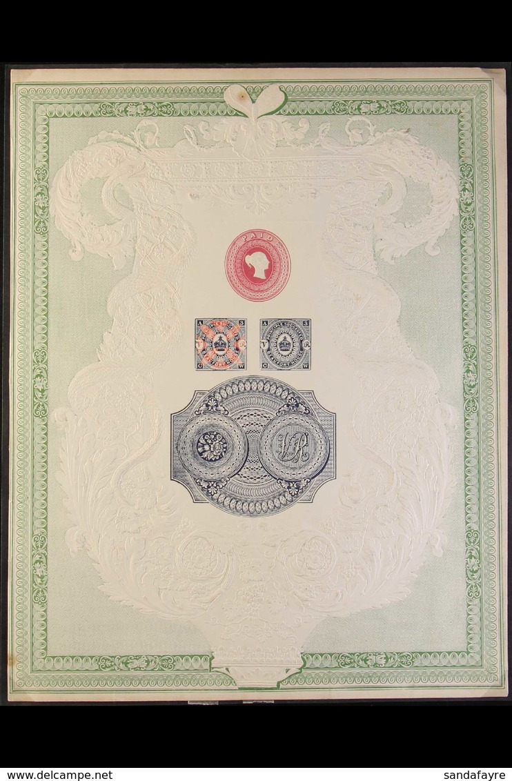 1839 WHITING TREASURY ESSAYS. The Beautiful Embossed Card Page Printed By Him To Accompany An Article By Charles Whiting - Sonstige & Ohne Zuordnung