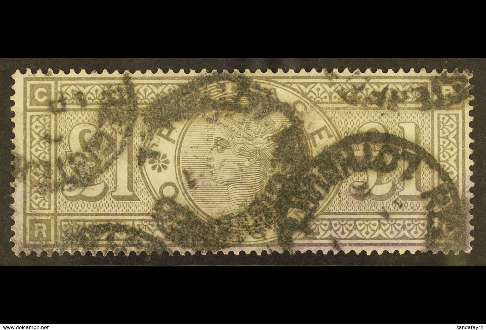 1884 £1 Brown - Lilac, Crown Watermark, SG 185, Used Space Filler With Heavy Cancels, But In Sound Condition With Good P - Other & Unclassified