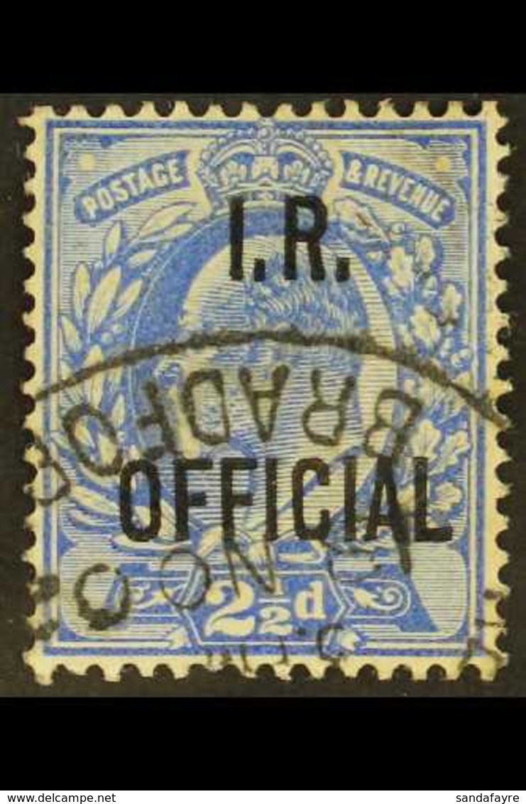 OFFICIAL INLAND REVENUE. 1902-04 2½d Ultramarine, SG O22, "Bradford" Cds Used For More Images, Please Visit Http://www.s - Ohne Zuordnung