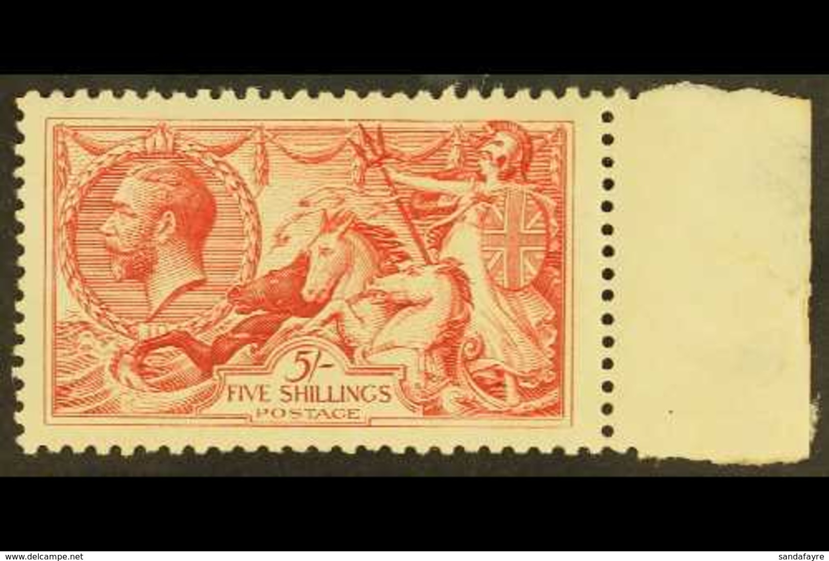 1918 5s Rose- Red Bradbury Seahorse, SG 416, Very Lightly Hinged Mint For More Images, Please Visit Http://www.sandafayr - Unclassified