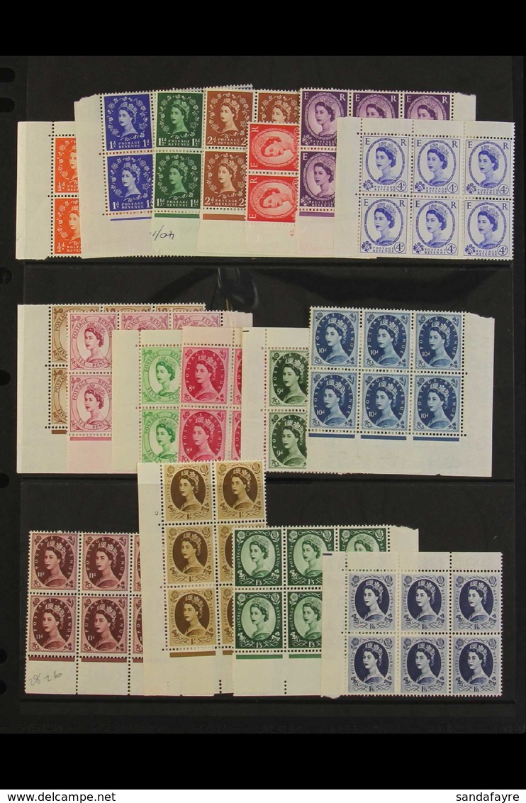 1955-58 Wildings Wmk St Edward's Crown Set (missing One 2d, SG 543b), SG 540-556, Never Hinged Mint BLOCKS OF SIX (17 St - Altri & Non Classificati