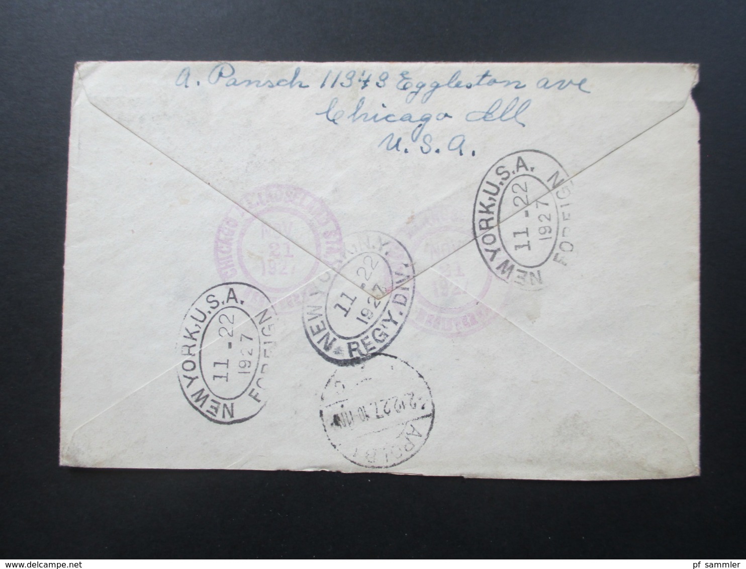 USA 1927 Flugpostmarke Nr. 306 MiF Registered No 594015. 8 Stempel - Covers & Documents