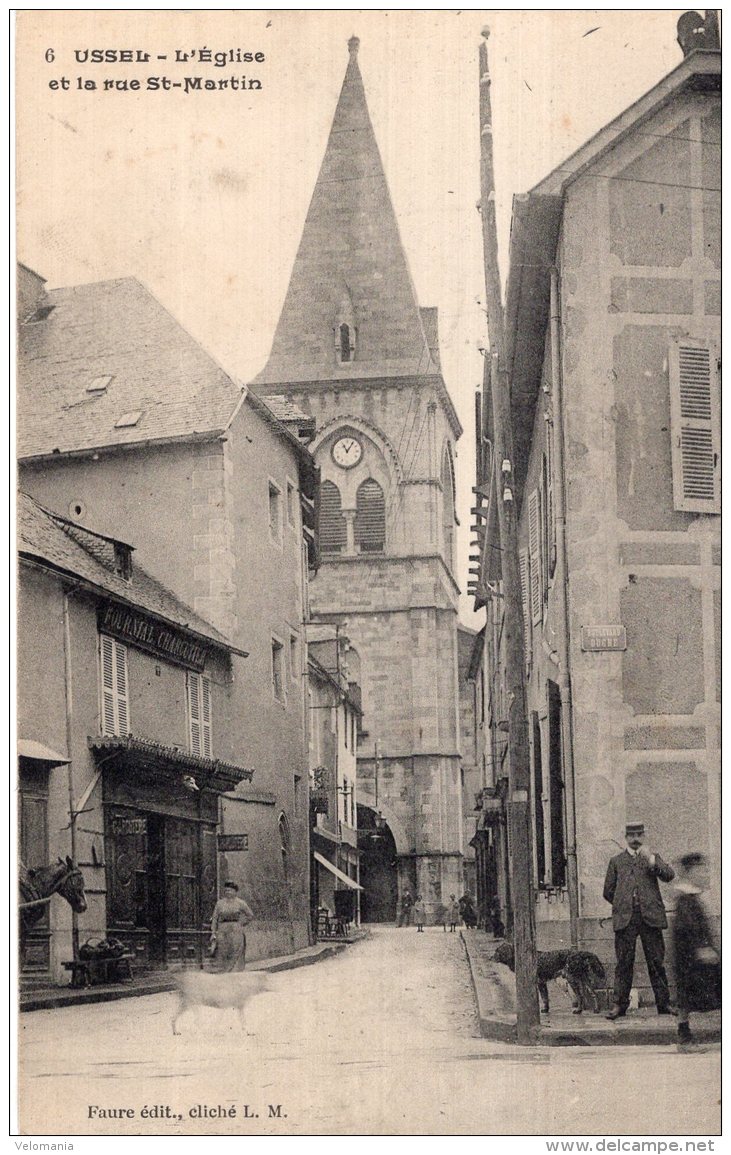 V14884 Cpa 19 Ussel - L'Eglise Et La Rue St Martin - Ussel