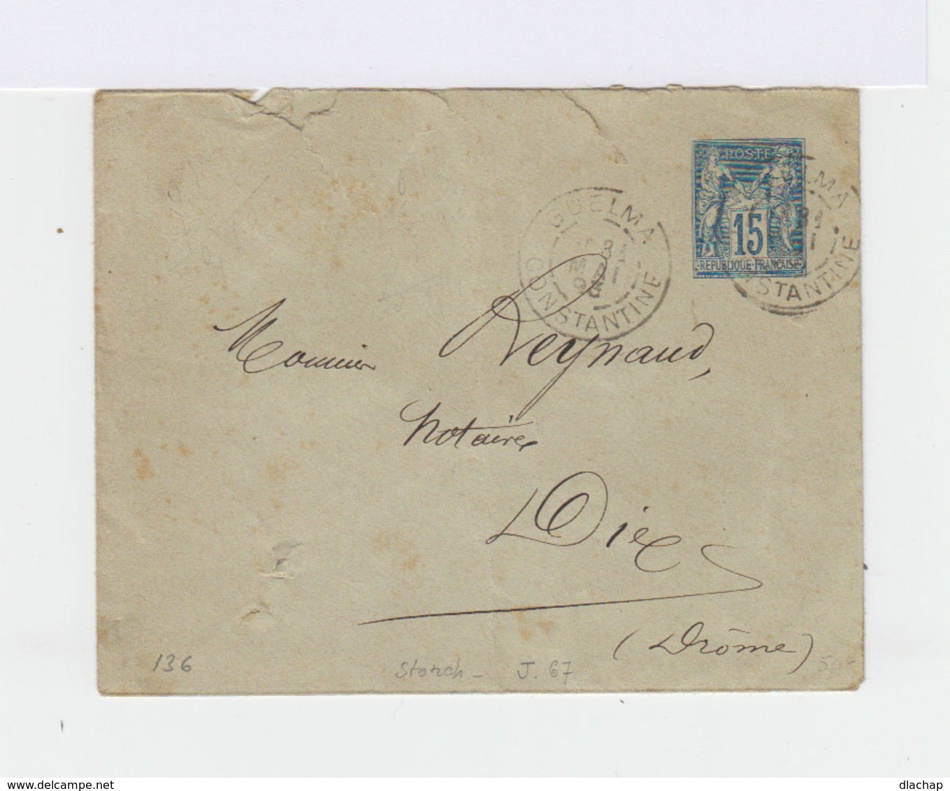 Algérie. Entier Postal 15c. Type Sage. Cachet De Constantine De 1895. Format 123X96. (517) - Enveloppes Types Et TSC (avant 1995)
