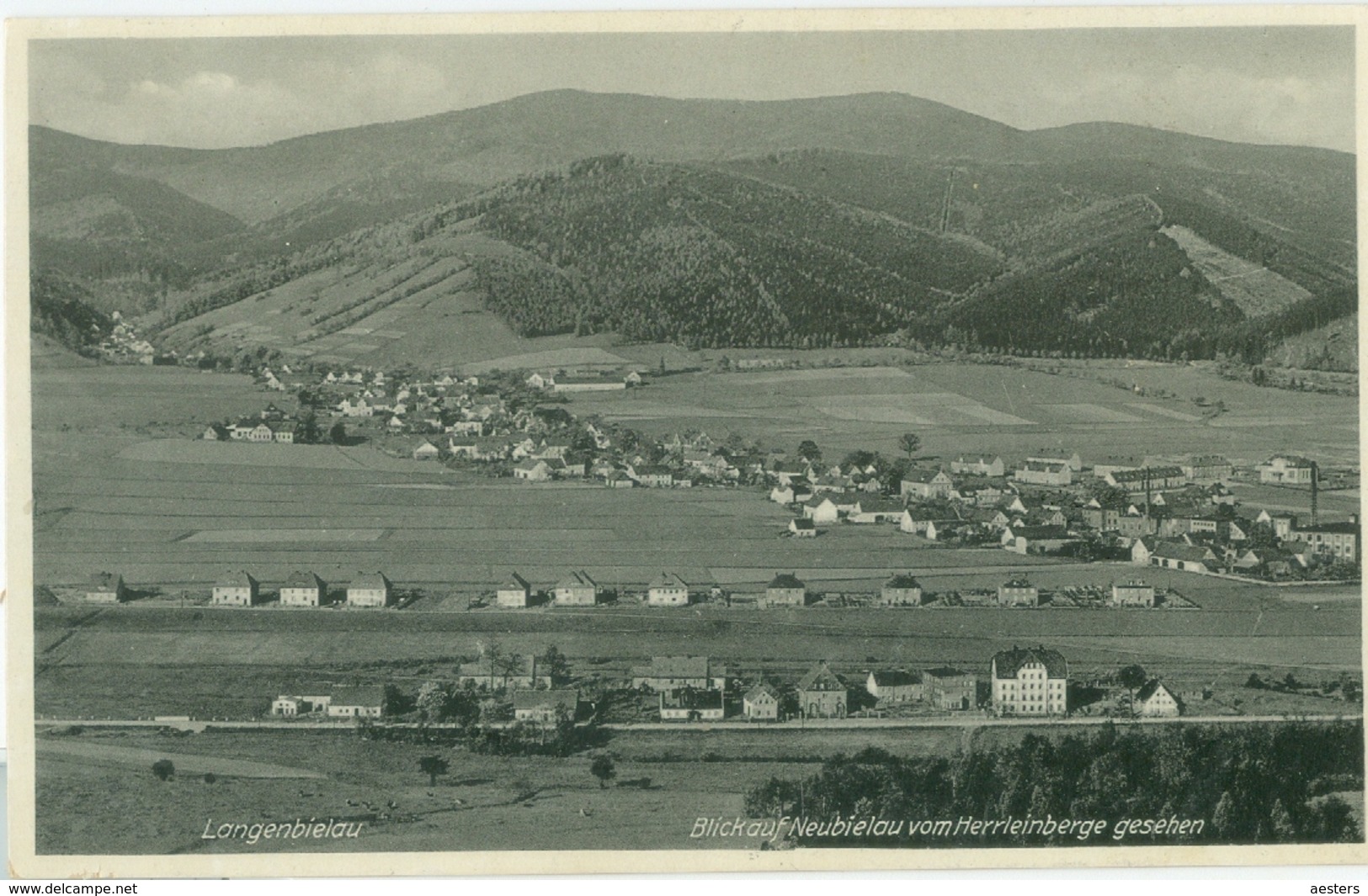 Langenbielau (Bielawa); Blick Auf Neu Bielau (Lawiczni) Vom Herrleinberge Gesehen - Nicht Gelaufen. - Pologne